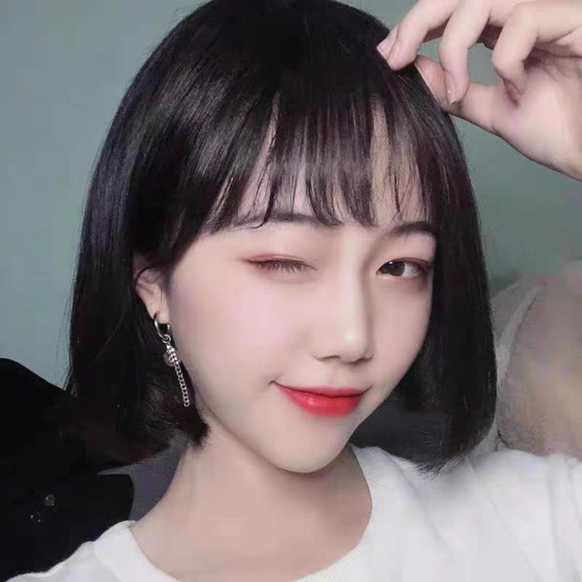 Wig Female Short Hair Bobo Head Fluffy Face Trimming Wig Head Cover