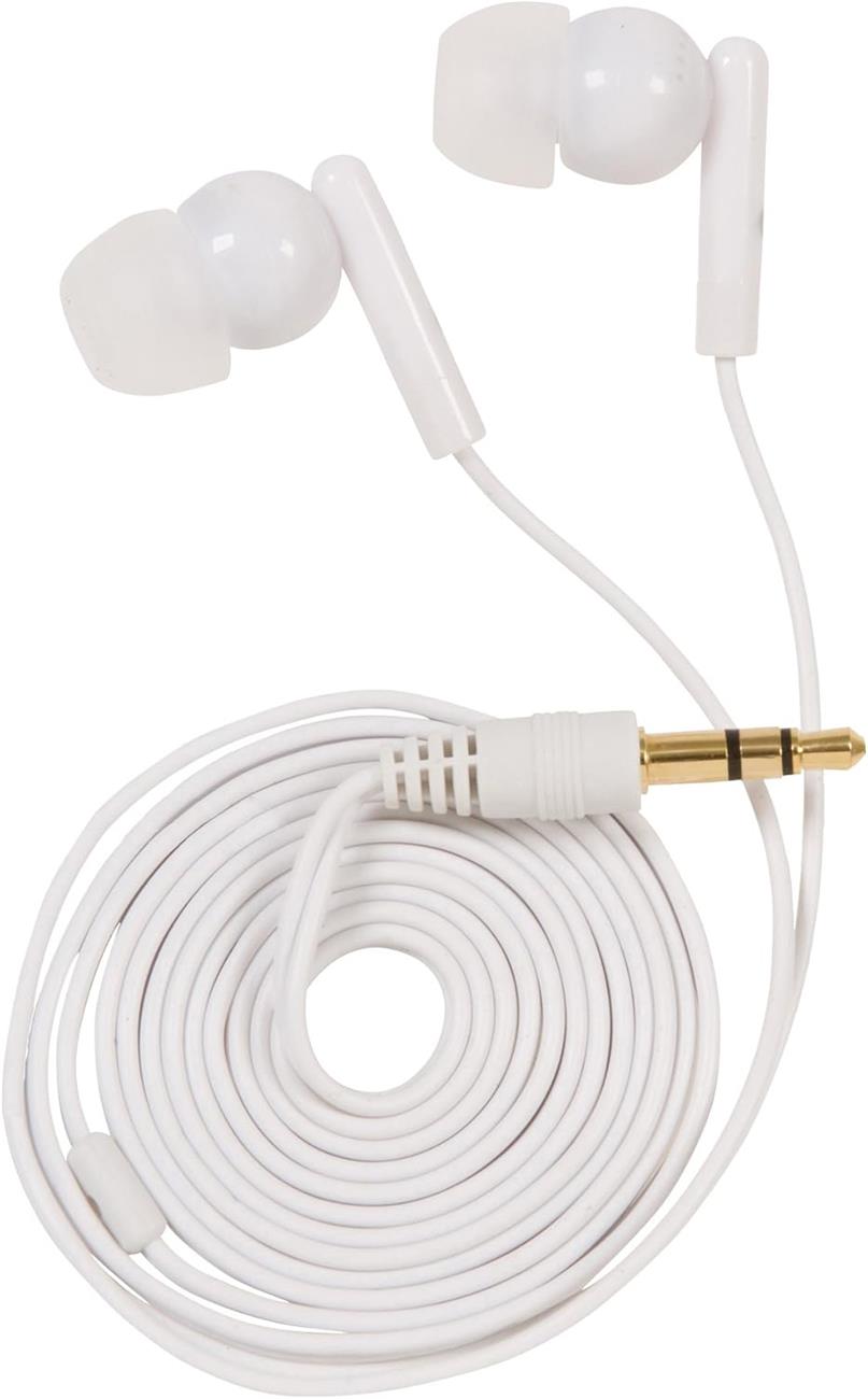 Ear Headphones Wired Basic Student Earbuds No Microphone with 3.5MM Jack for Kids Class Laptop School Library, Individually Bagged white & black