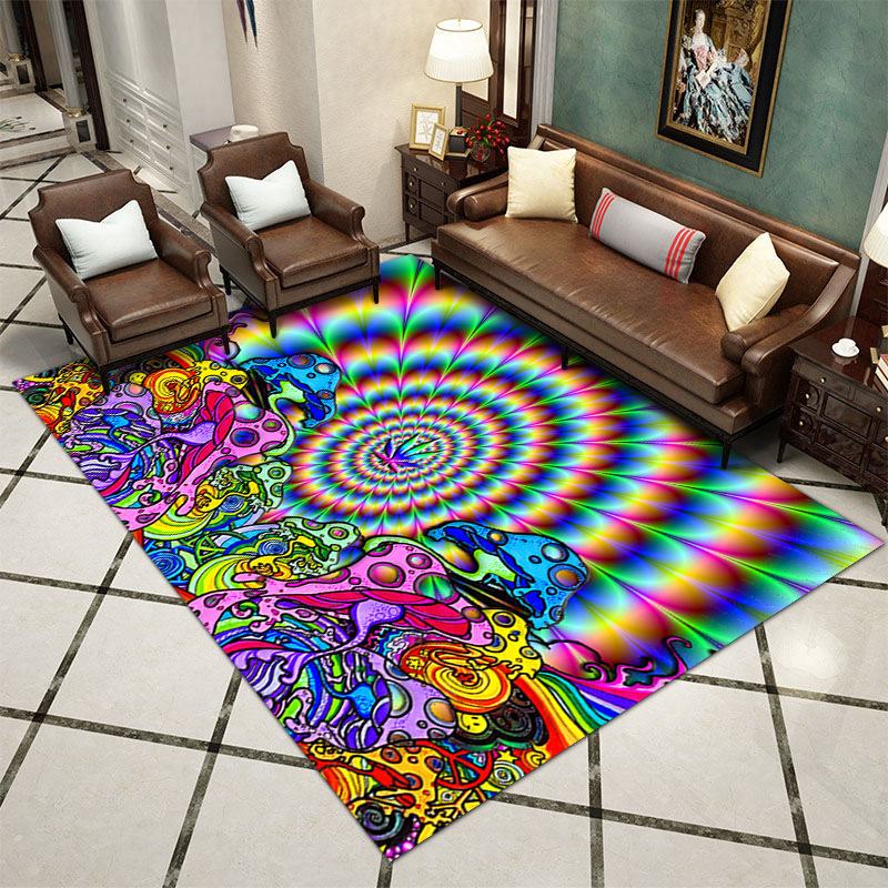 Colorful 3D visual dizziness carpet, living room, bedroom, coffee table three-dimensional floor mat free shipping 3D Visual Carpet， Crystal velvet carpet
