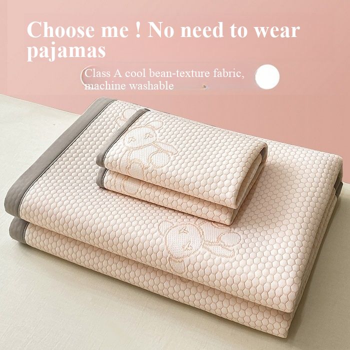 Class A  Ice Bead Cooling Mat Bed Sheet Style 3 Pcs Set Machine Washable Ice Silk Mat Latex Soft Mattress Air Conditioner Cooling Mat