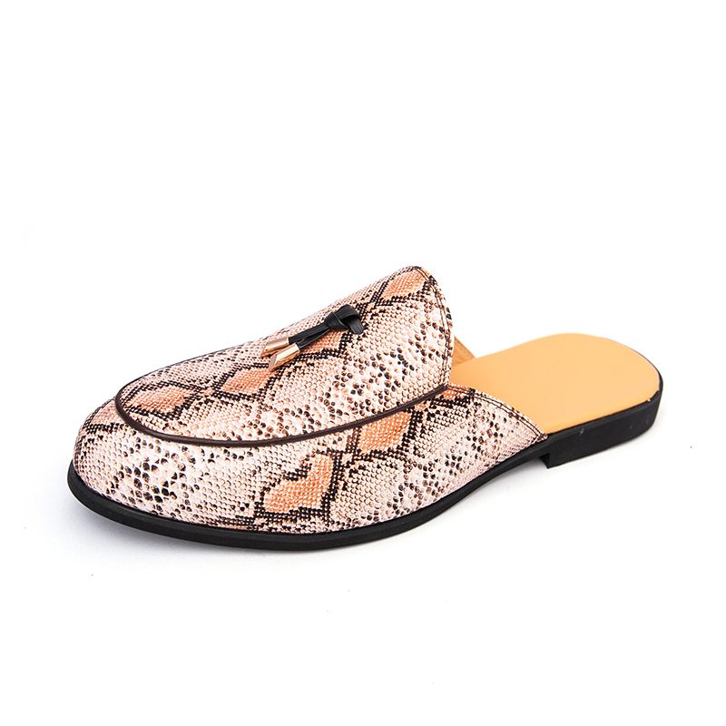 Youth Men Leisure Cool Mules Man Summer Slippers Fashion Casual Leather Loafers Flats Shoes Pu Breathable Slip On Footwears ForYellow