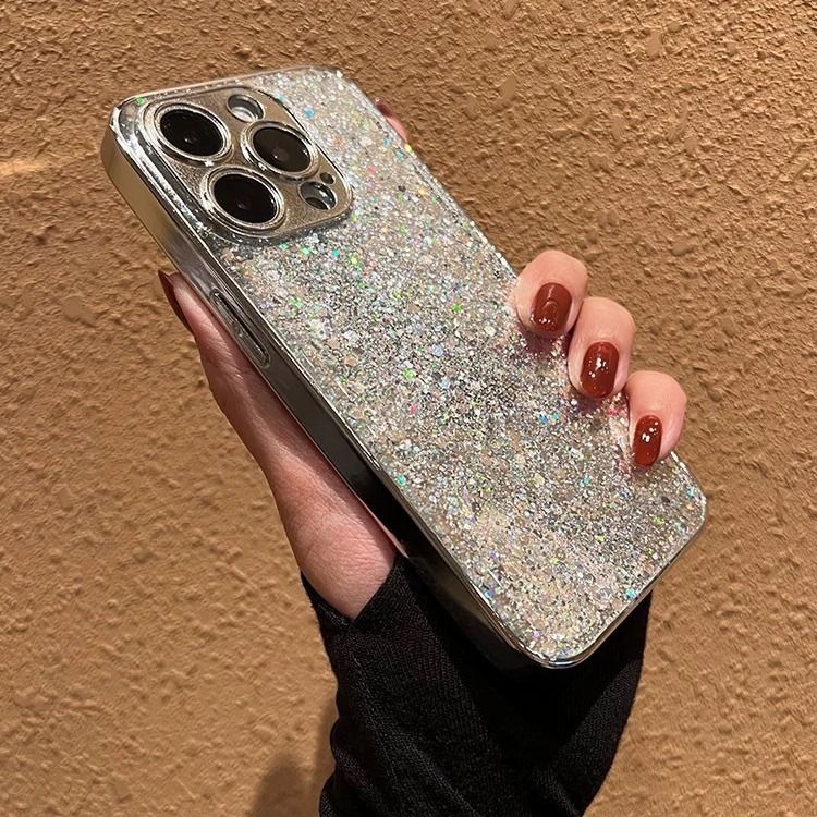 iPhone 12-16 Pro Case 6.1" Bling Glitter Shiny Case Cute Clear Transparent Full Protection Soft Shockproof Phone Cover for Women Girls