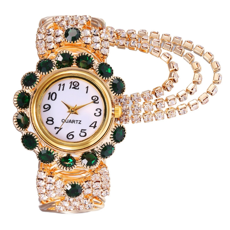 Wrist watch female jewelry Fashion trend lady watch Diamond insert number quartz Bracelet watch CRRSHOP women fashion trend presentcolor # 03