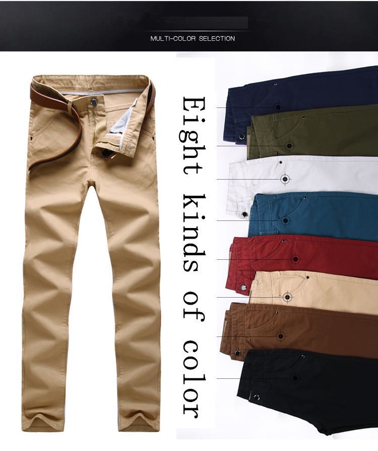 New Casual Pants Men Cotton Slim Fit Chinos Fashion Trousers Male Clothing Plus Size 9 colour ( see size table deatil) 28-38