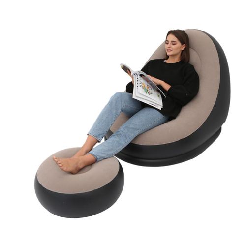 Inflatable Leisure Bean Bag Sofa Lazy Couch Bag Chair with Footstool
