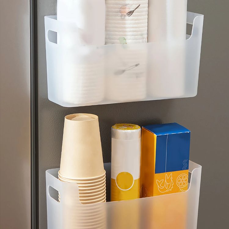 Plastic Storage Rack Wall Mounted Punch Free Multipurpose Kitchen Refrigerator Side Organizer Shelf