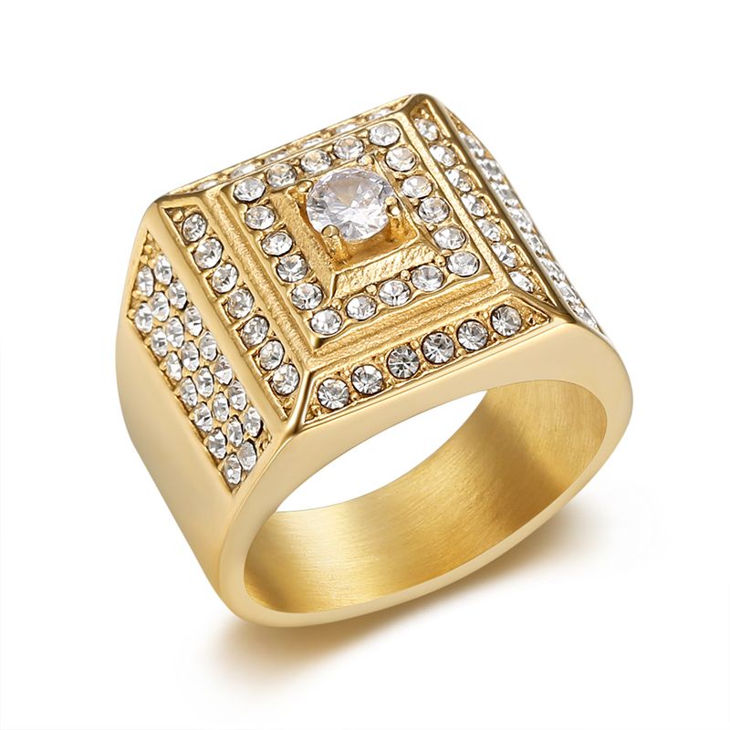 853249 Men Titanium Steel Zircon Rhinestone Gold Silver Alloy Rings For Man Male Fashion Hip Hop Ring Hand Accessories Jewellery