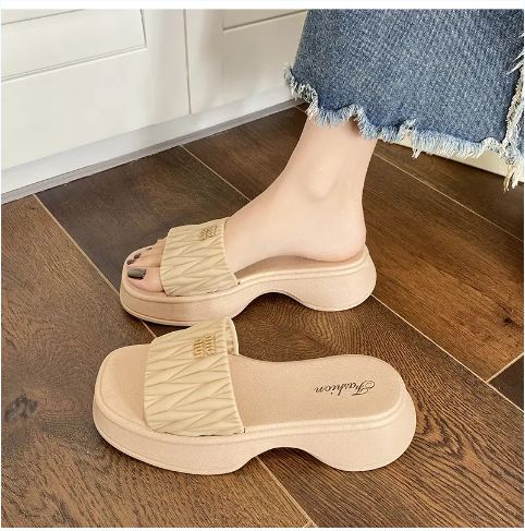 Brown Cross-border hot 2024 new slippers women's summer wear thick bottom non-slip fashion all-match sandals women's foreign trade