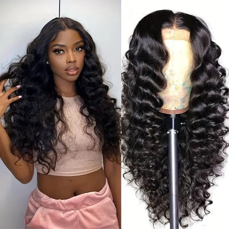 Lace Front Water Wave Wig for Women, Natural Soft Wavy Curly Full Head Wig, High Temperature Resistant Synthetic Hair, Realistic Lace Edge Fashion Hair Replacement for Daily Use