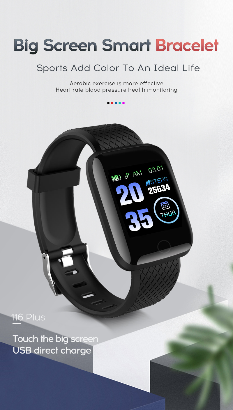 116 PLUS Sport Fitness Pedometer Color Screen Smart Bracelet Wristband Walk Step Counters Smart Band Men Women D13 Sport Watches