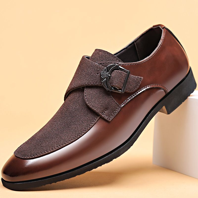 2025 Leather shoes men's new business dress casual shoes frosted men's British Korean version pointy big size