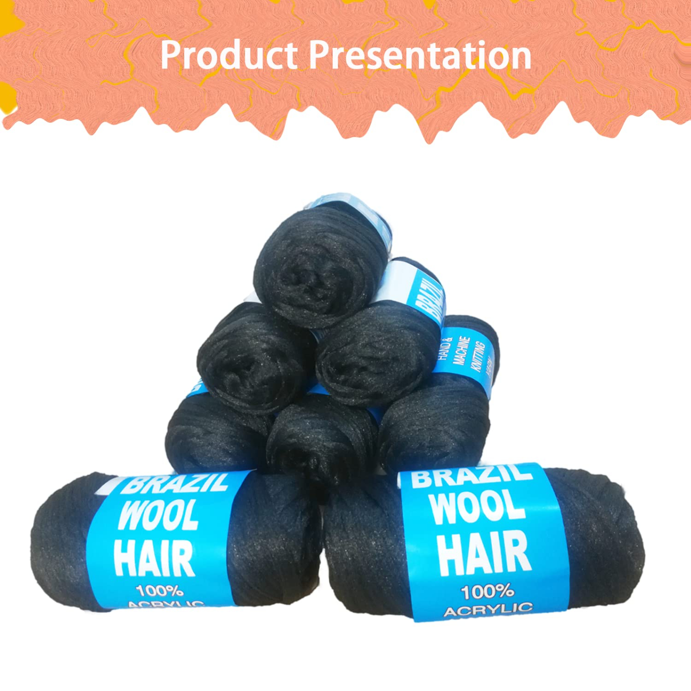 Brazilian Wool Hair 12 Roll Black Acrylic Yarn for African Hair Braiding Sengalese Twisting Jumbo Braids/Crochet Faux Locs/Wraps/Dreadlocks