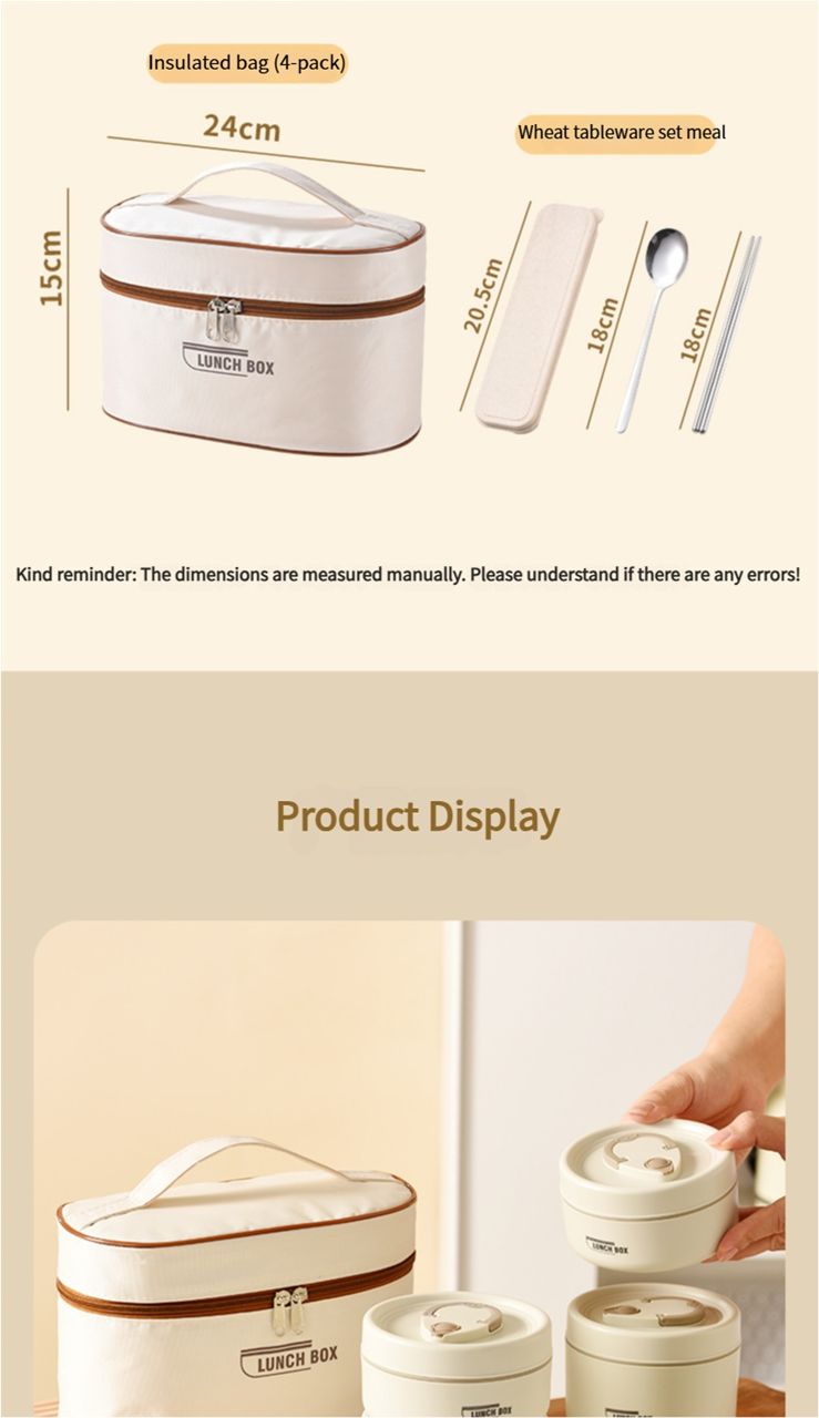304 stainless steel insulated lunch box sealed and leak-proof portable office worker student single multi-layer mini bowl with lid heating pot lunch box
