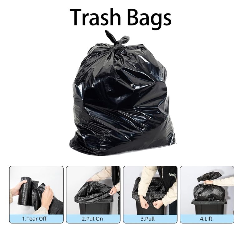 50 Pieces Household Garbage Packing Trash and Rubbish Extra Thick Polyethylene Bags Roll