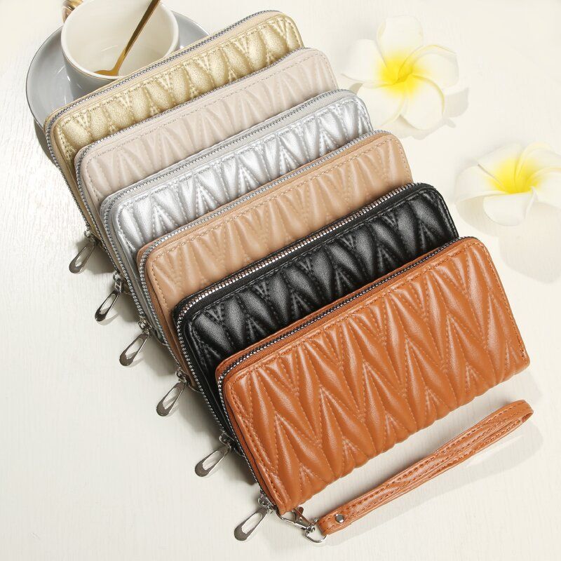 Women Long Embroidered Wallet, Multi Card Slots Large Capacity Purse, Portable Hand Wristlet Phone Bag Fashion Ladies Clutch
