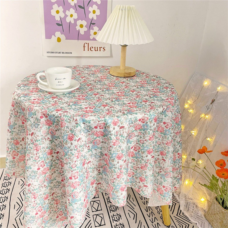 Netflix ins style sub floral tablecloth flannel girl student desk cloth pad photo background cloth dining table coffee table