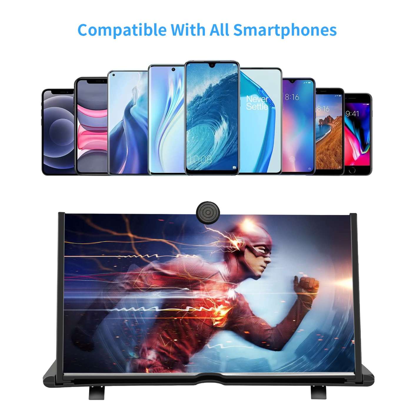 MECOLA 16" Thin Foldable Phone Screen Magnifer,HD Mobile Phone Screen Amplifier with Pull Design Eye Protection Easy to Carry Gadgets for Men Gifts Technology 3D Movies Phone Projector