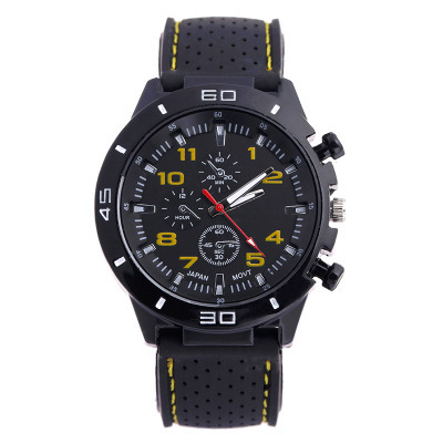 Popular fashion sports men's watch, car line strap, silicone student watch