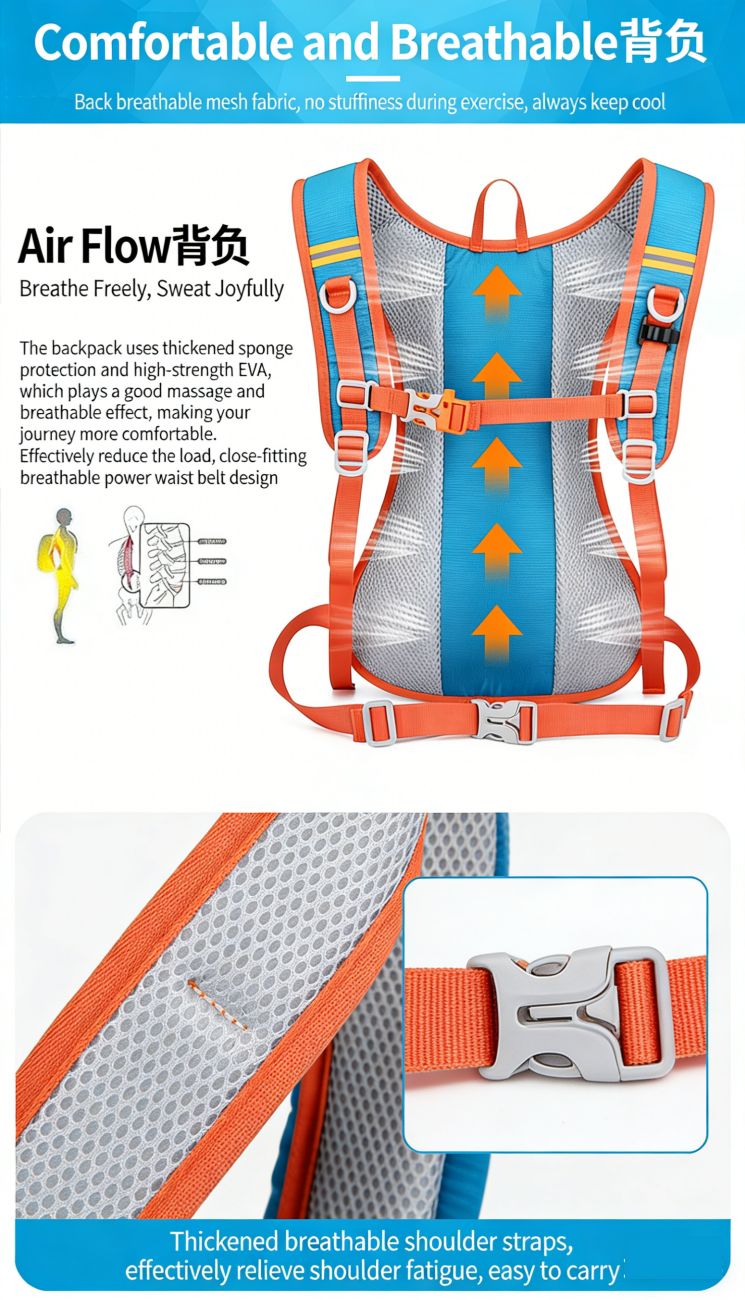 12L Lightweight Hydration Backpack, Breathable Outdoor Cycling Hiking Daypack, Portable Running Marathon Hydration Vest for Biking, Trekking and Travel