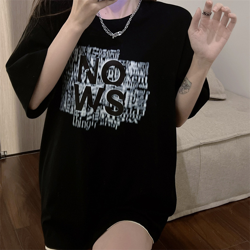 Women's Summer New Letter Print T-Shirt Loose Versatile Top