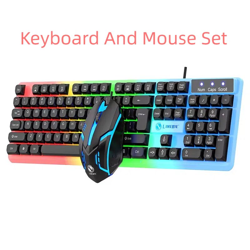 Keyboard And Mouse Set Wired 104 Keys Hot-Swappable Gaming Keyboard RGB Light For Mac Windows Computer PC Gamers Laptop Office