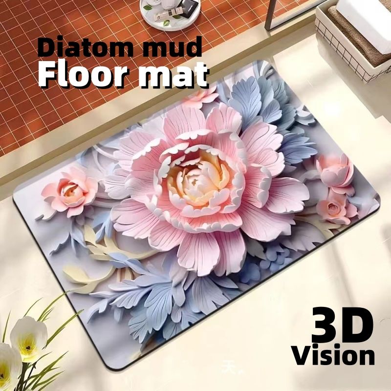 3D oil painting, diatomaceous earth absorbent floor mat, bathroom quick drying carpet, anti slip mat free shipping carpet