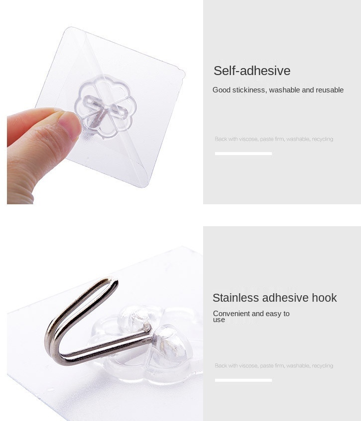 10 Pcs Wall Hook Multi-Function Transparent Strong Self-adhesive Key Coat Towel Door Hanger Hooks for Hanging Kitchen Bathroom Storage Rack