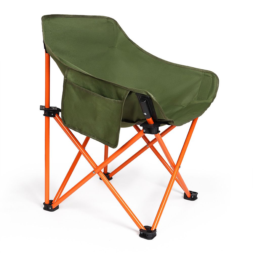 YZ23199 Folding Chairs Heavy Duty Support 330 lbs Moon Chair with Carry Bag, Outdoor Quad Lumbar Back Padded with Side Pockets, Built Durable and Reliable with Compact Foldable Steel Frame