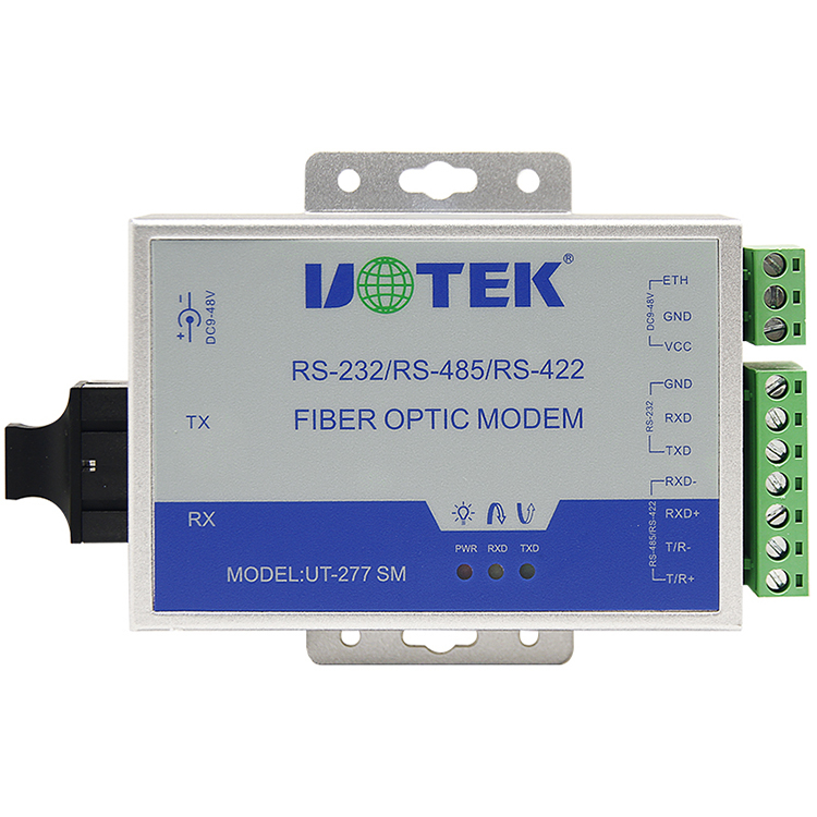 UOTEK Serial to Fiber Optical Transceiver RS-232 RS-485 RS-422 to Fiber Optics Converter Industrial Grade RS232 RS485 RS422 to Optical Fiber Modem SC Interface Port UT-277SM-SC