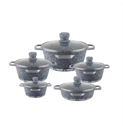 High- Quality 10 Pieces 5 SET Aluminum Cooking Pot Frying Pan Pot Sets Non-Stick Soup Set Pot Cookware Sets Non-Stick