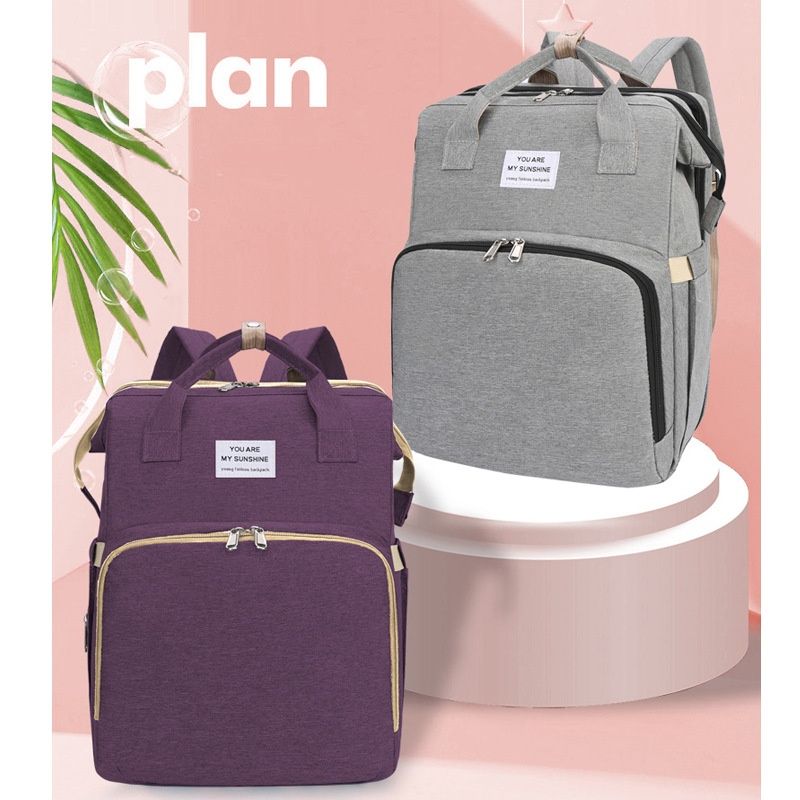 New Portable Folding Bed Mommy Bag, Lightweight Large Capacity Maternity Bag, Multi-functional Nursing Breastfeeding Backpack, Versatile Travel Baby Diaper Bag
