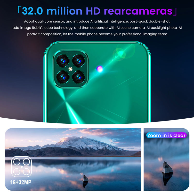 I12pro Smartphone 6.7Inch Full screen 12GB RAM+512GB ROM Dual Sim Dual Standby Face Recognition Mobile Phone