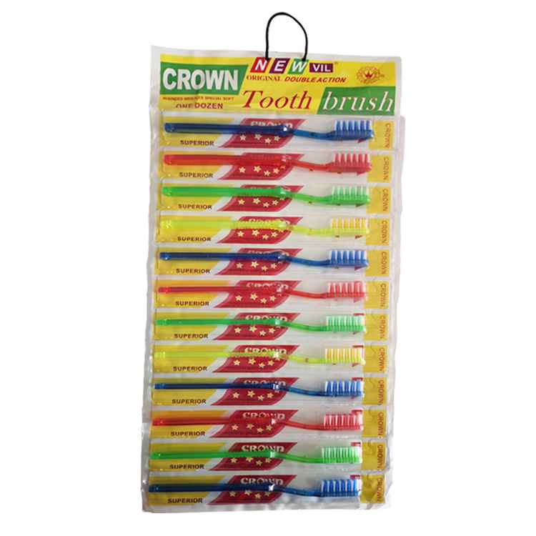 12Pcs/Pack Manual Toothbrushes PP Grip Soft Rounded Bristles Random Color  
