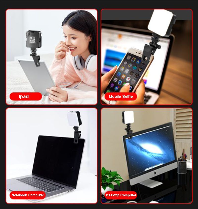 RGB LED Video Lights with clip Photography Selfie- Camera flashlights photo