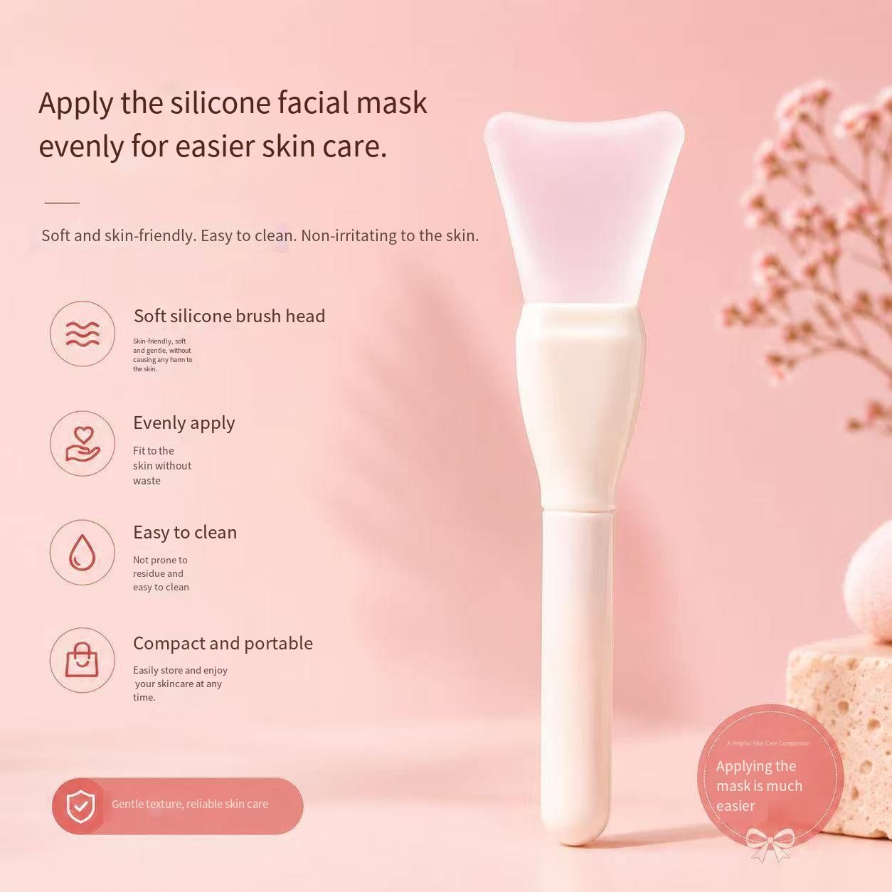 Reusable Flat Thin Silicone Mud Mask Brush Smooth Even Application Facial Mask Applicator Washable Cleansing Beauty Tool Daily Skin Care Accessory