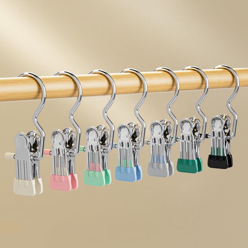 Household Multi-Purpose Hook Design Trouser Clips Premium Stainless Steel Strong Non-Slip Non-Marking Clothes Pegs Ideal For Wardrobe Pants Skirt Storage, Balcony Clothes Drying Daily Laundry Organizer