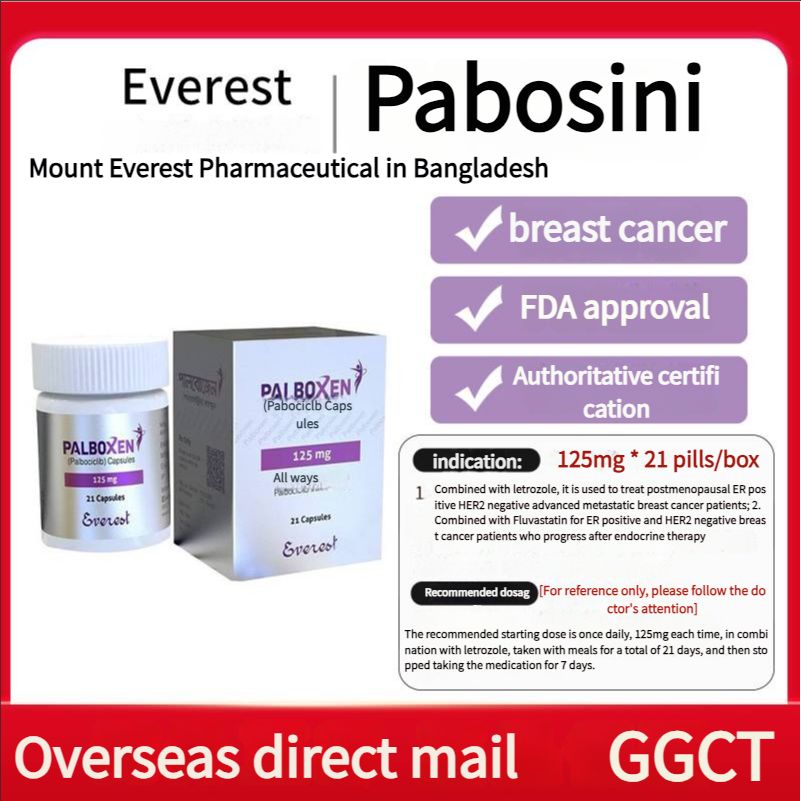 Treatment of estrogen receptor-positive and HER2-negative breast cancer
Everest Palboxen125 Palboxini 125mg21 capsules/box