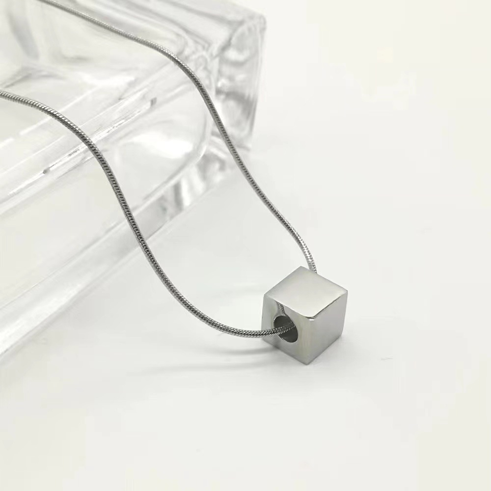 0911 Stainless Steel Square Blank Small Hole Bead Diy Charm Beads Necklace