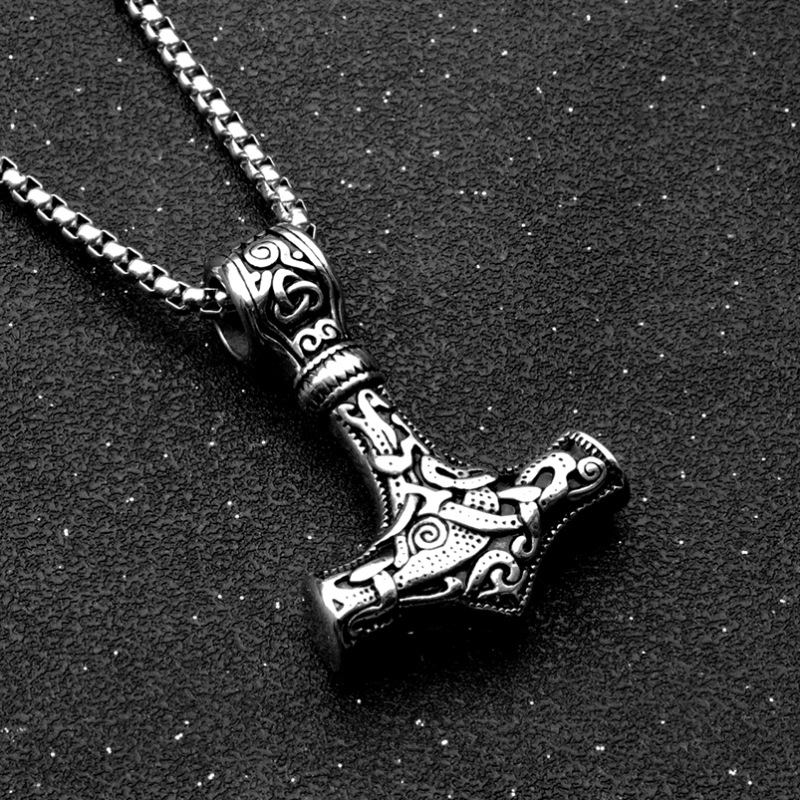 Necklace Personalized and Creative Titanium Steel Thor's Hammer Necklace Stainless Steel Jewelry CRRSHOP free shipping pendant necklace 60cm titanium steel chain