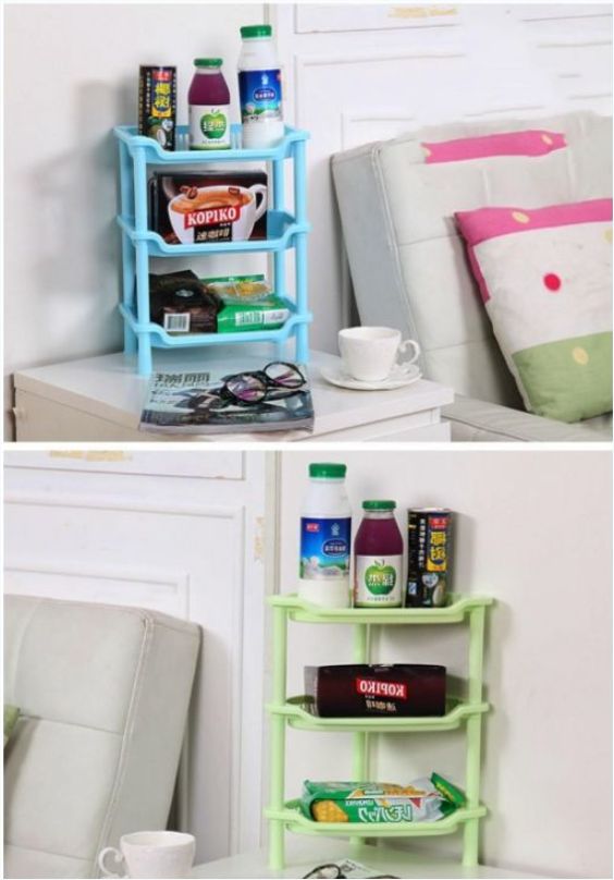 Square shape, Triangle storage rack CRRSHOP home daily supplies, kitchen storage, plastic storage rack, floor standing bathroom storage rack