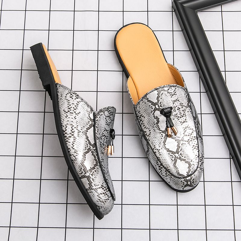 Youth Men Leisure Cool Mules Man Summer Slippers Fashion Casual Leather Loafers Flats Shoes Pu Breathable Slip On Footwears For