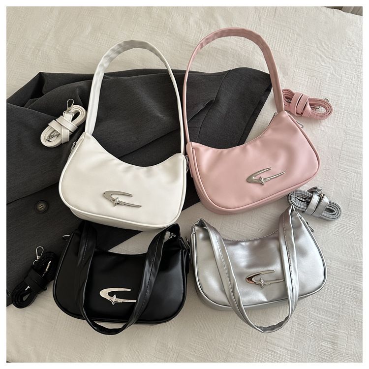 Niche Textured Underarm Bag For Women, New Summer Crossbody Bag, Premium Cloud Silver Crescent Single Shoulder Bag
