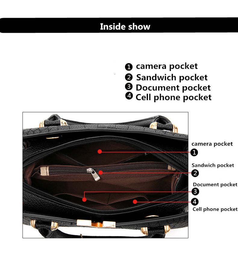 Crocodile leather women's bag V letter designer women's handbag