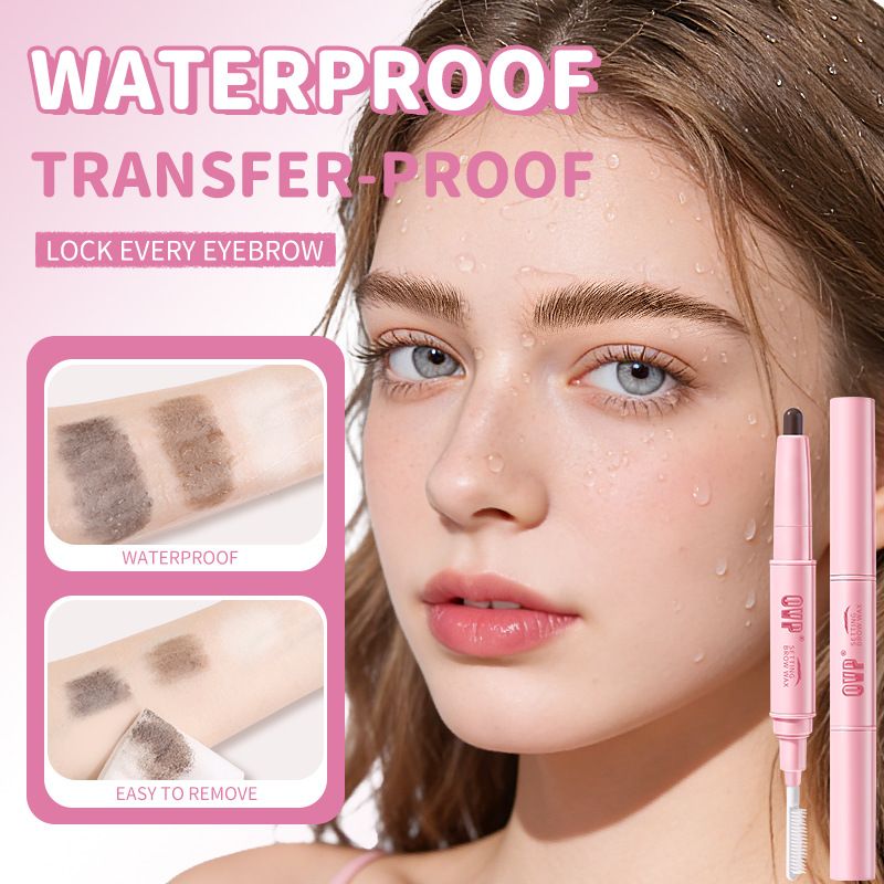 Dual-Ended Setting Brow Wax, 1.5g Long-Lasting Waterproof Eyebrow Styling Wax, Natural Hold Brow Pomade with Brush for Fluffy, Shaped Brows