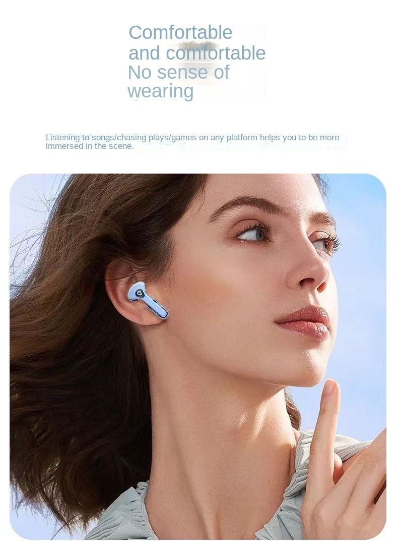 New sports Bluetooth HK6 headphones transparent digital display long battery life transparent second-generation noise reduction