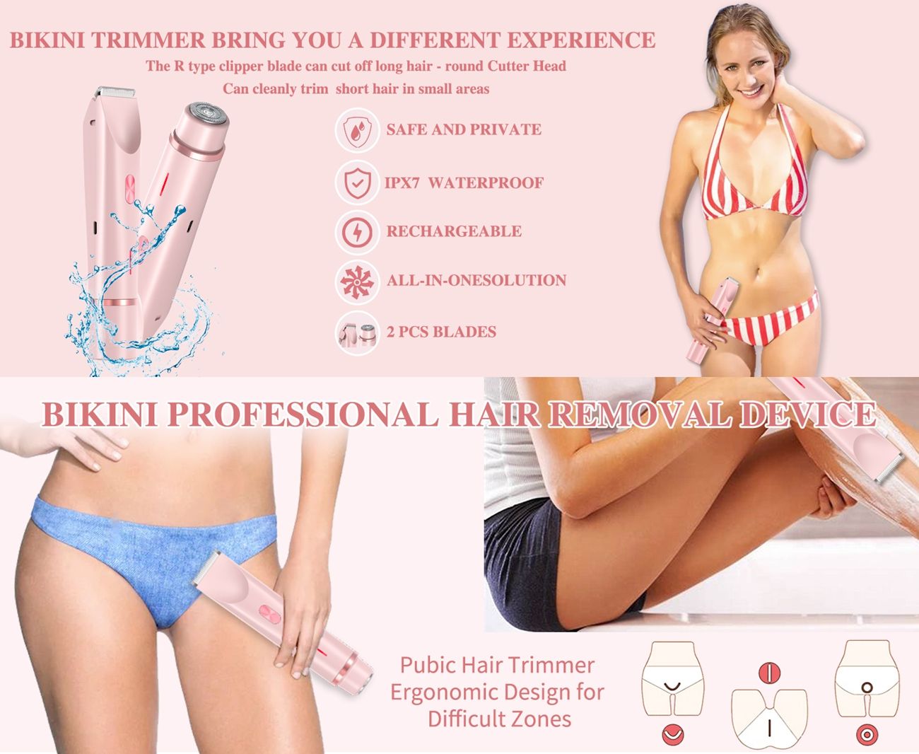 Epilator Women's Depilatory Device Double Head Shaver Private Parts Trimmer Anti-scratch Digital Display Electric Shaver Women's Epilator
