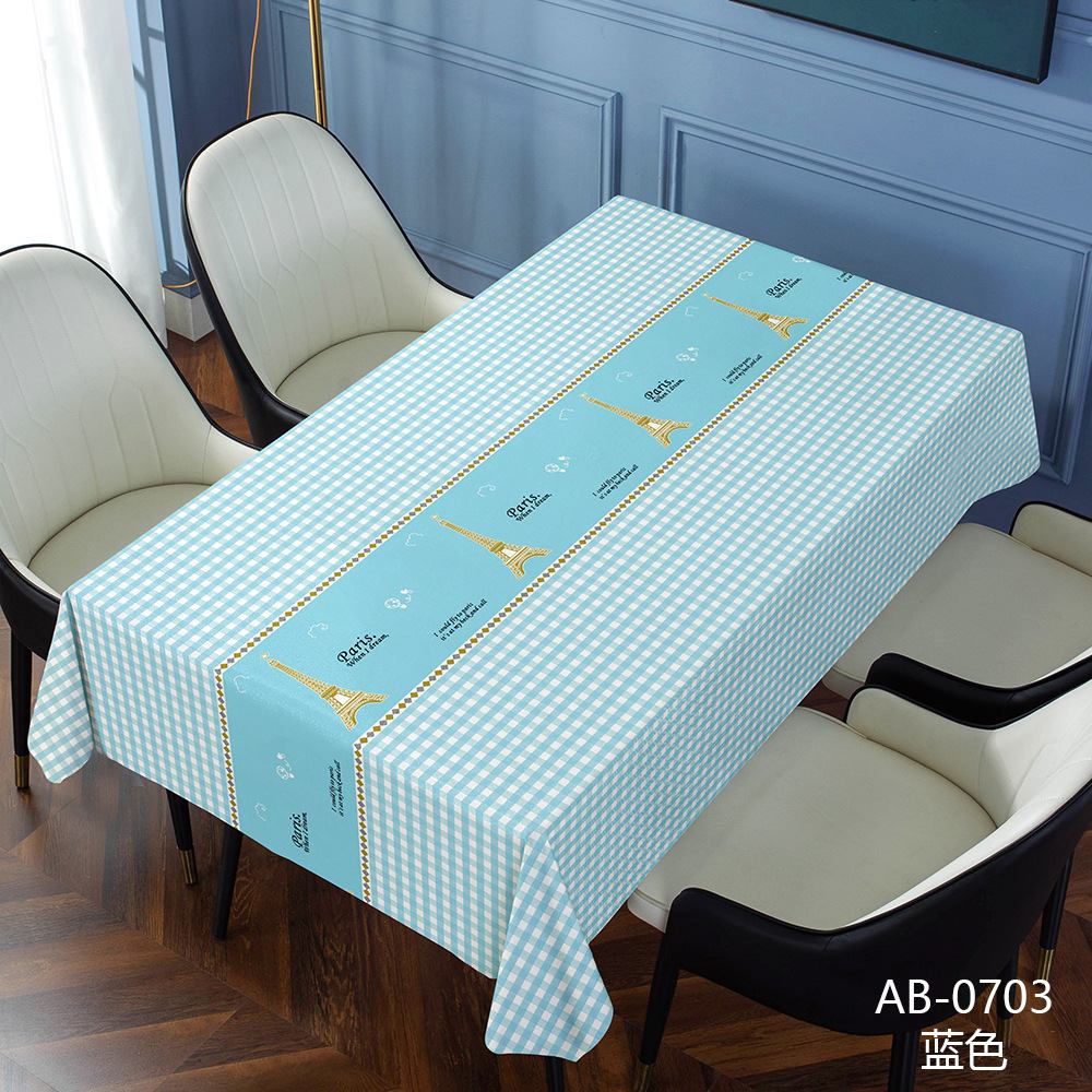 Waterproof and Oil Resistant Tablecloth, Household Checkered Coffee Table Cloth