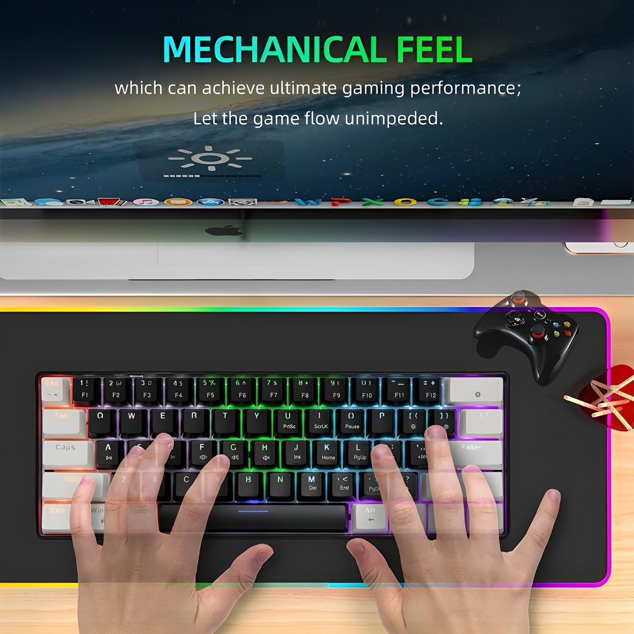 Green shaft 61 keys computer keyboard office portable compact wired 6 game mini RGB light-emitting gaming mechanical keyboard