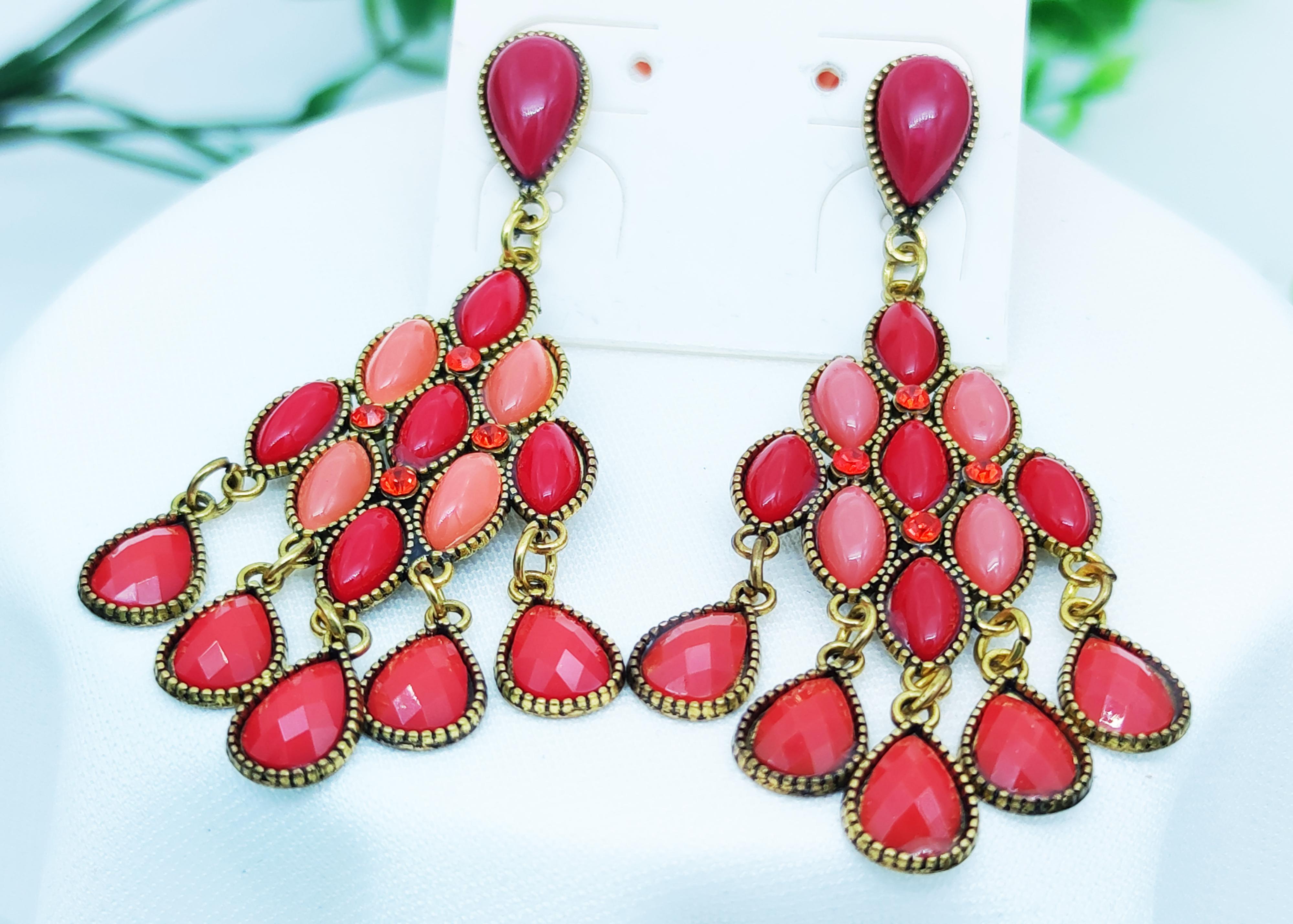 Colorful Bohemian Beaded Geometric Dangle Earrings – Crystal Hollow Hoop Statement Earrings For Women - View #10
