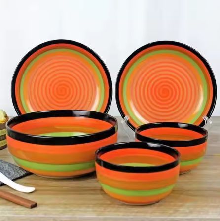 Ceramics 3Pieces Durable Ceramic Bowls-Multi-color Bowl